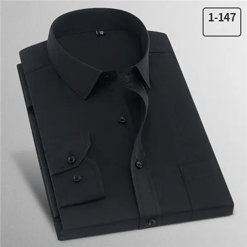 2019 Men's Shirts Solid Slim Men Dress Shirts Long Sleeve Male Business Working Wear Casual Winter Autumn YN10162