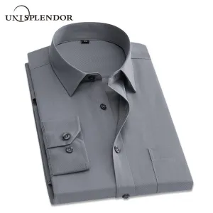 2019 Men's Shirts Solid Slim Men Dress Shirts Long Sleeve Male Business Working Wear Casual Winter Autumn YN10162