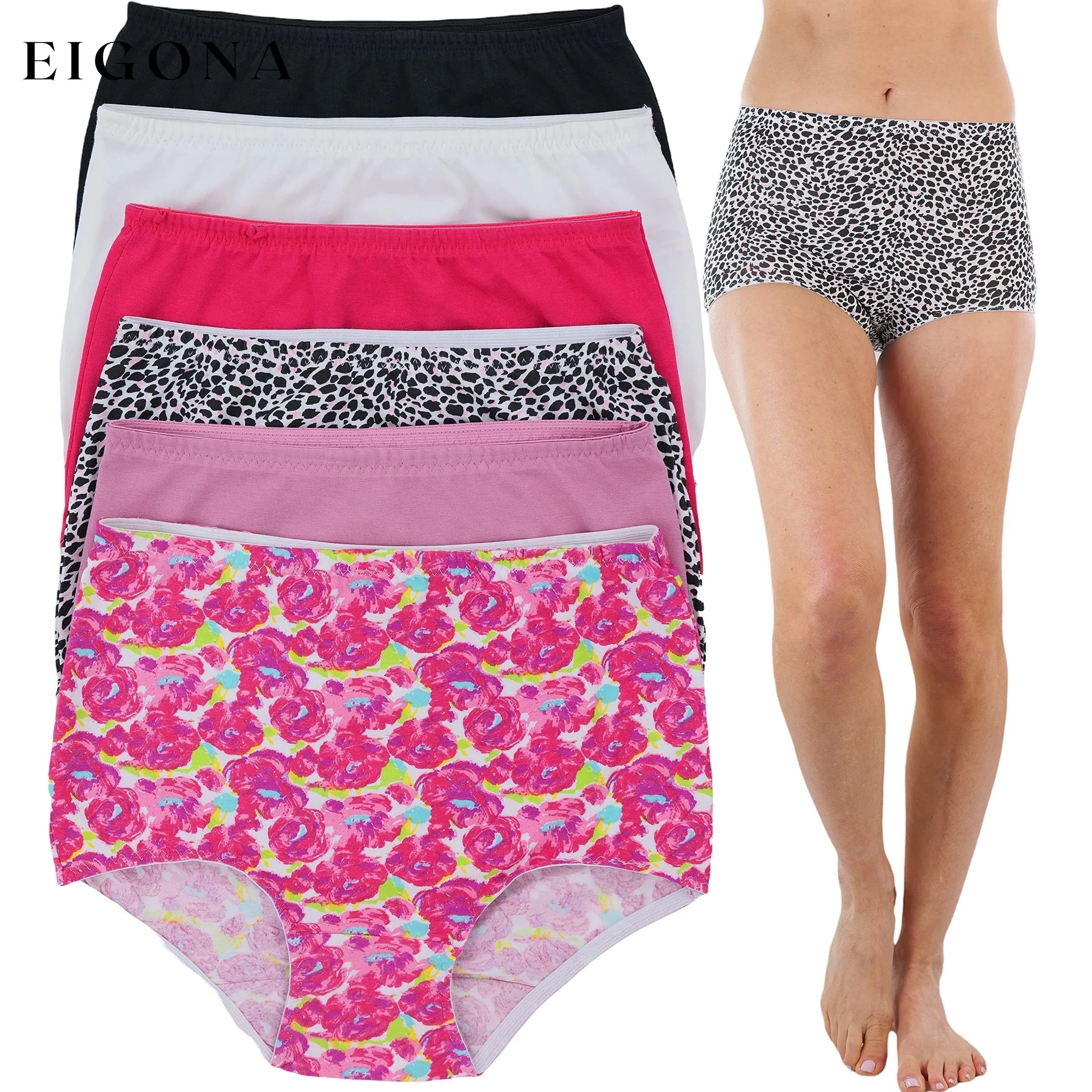 6-Pack:  Women's High Waisted Pink Solids and Patterned Gridle Panties