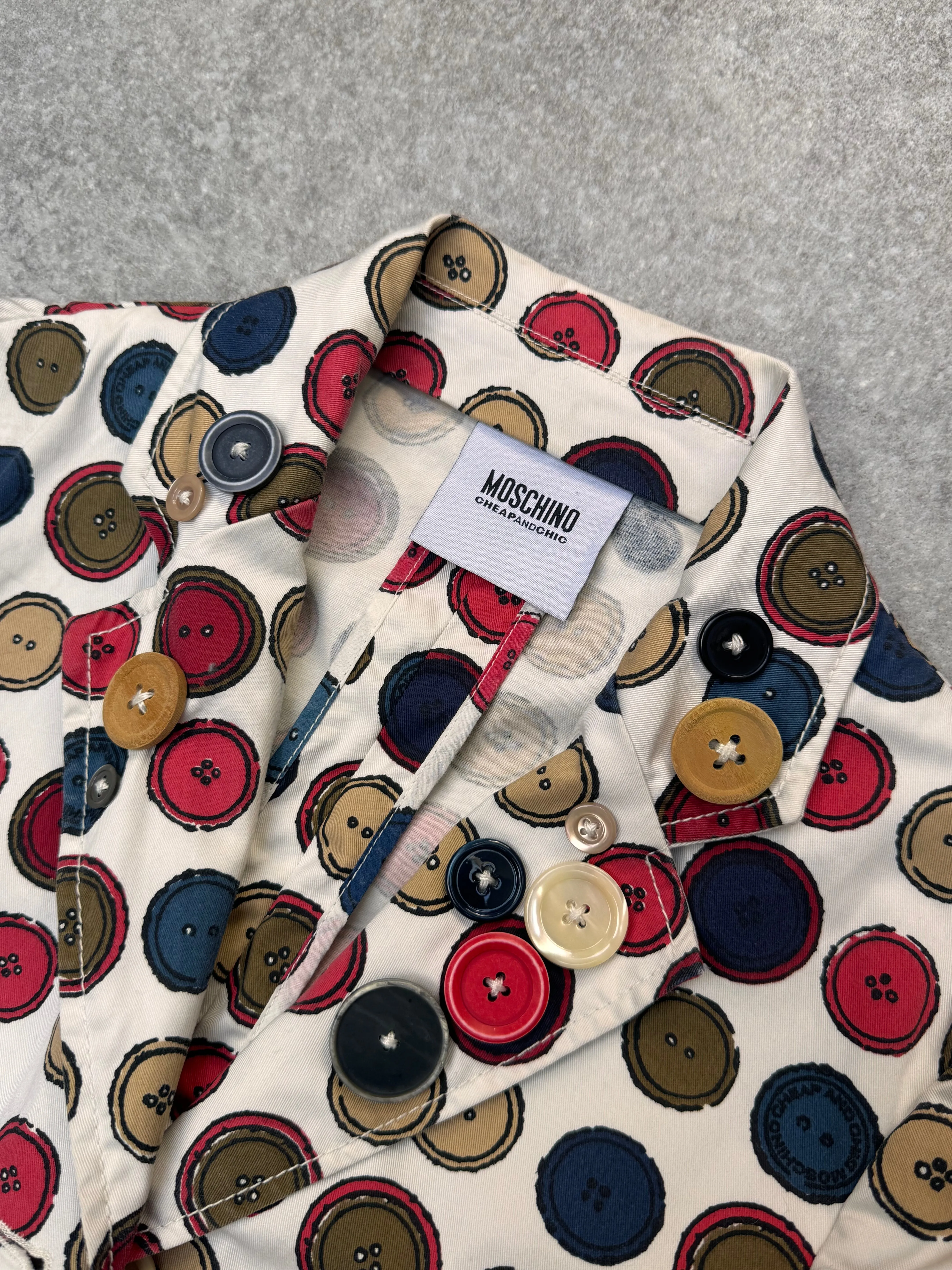 90s Moschino Cheap and Chic Button Graphic Blazer