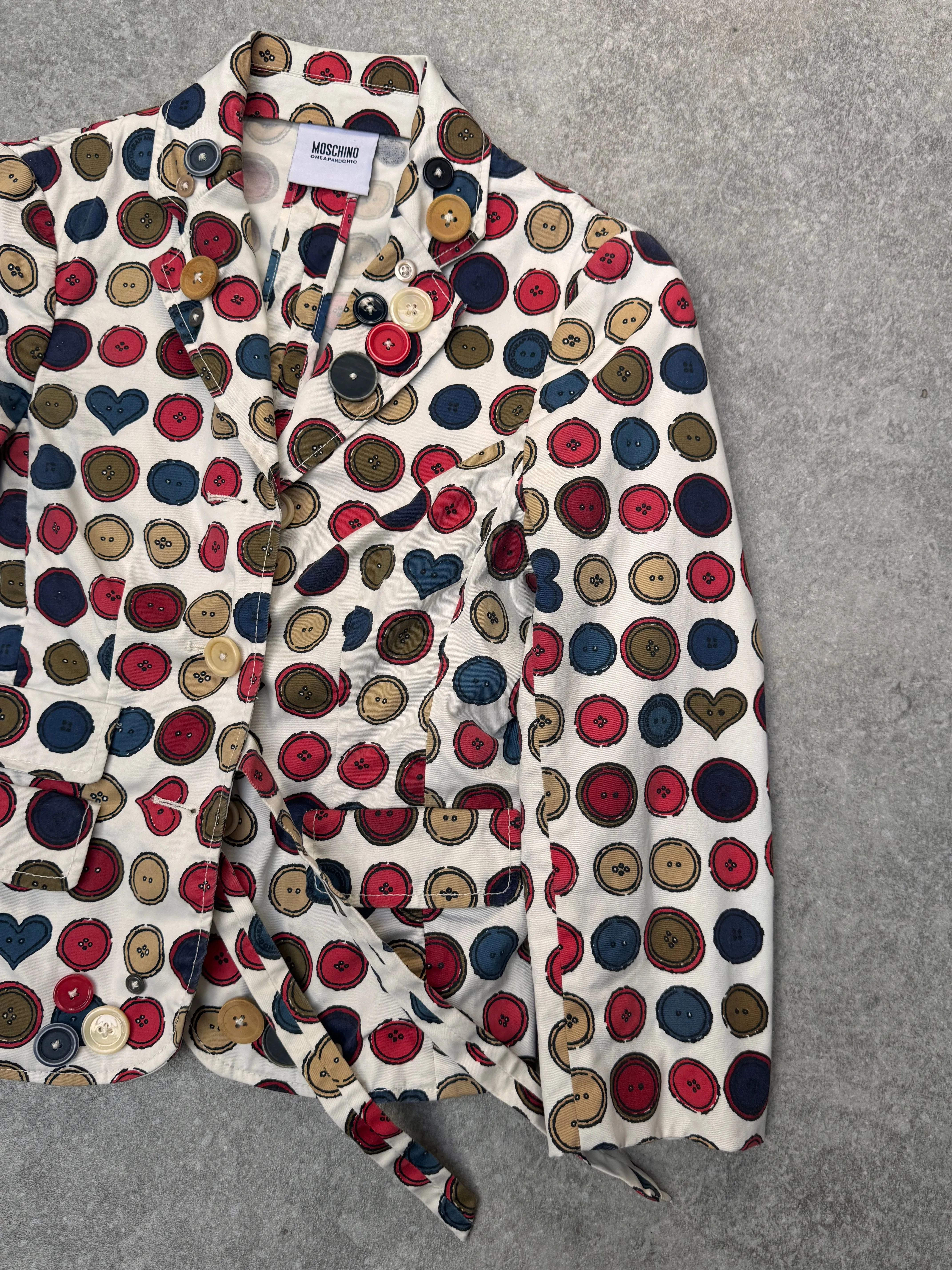 90s Moschino Cheap and Chic Button Graphic Blazer