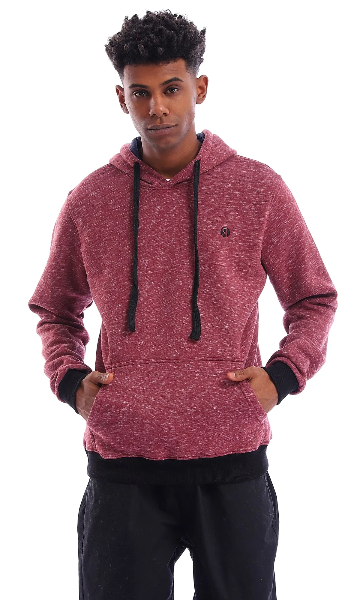 96047 Slip On Heather Burgundy Hooded Neck Hoodie