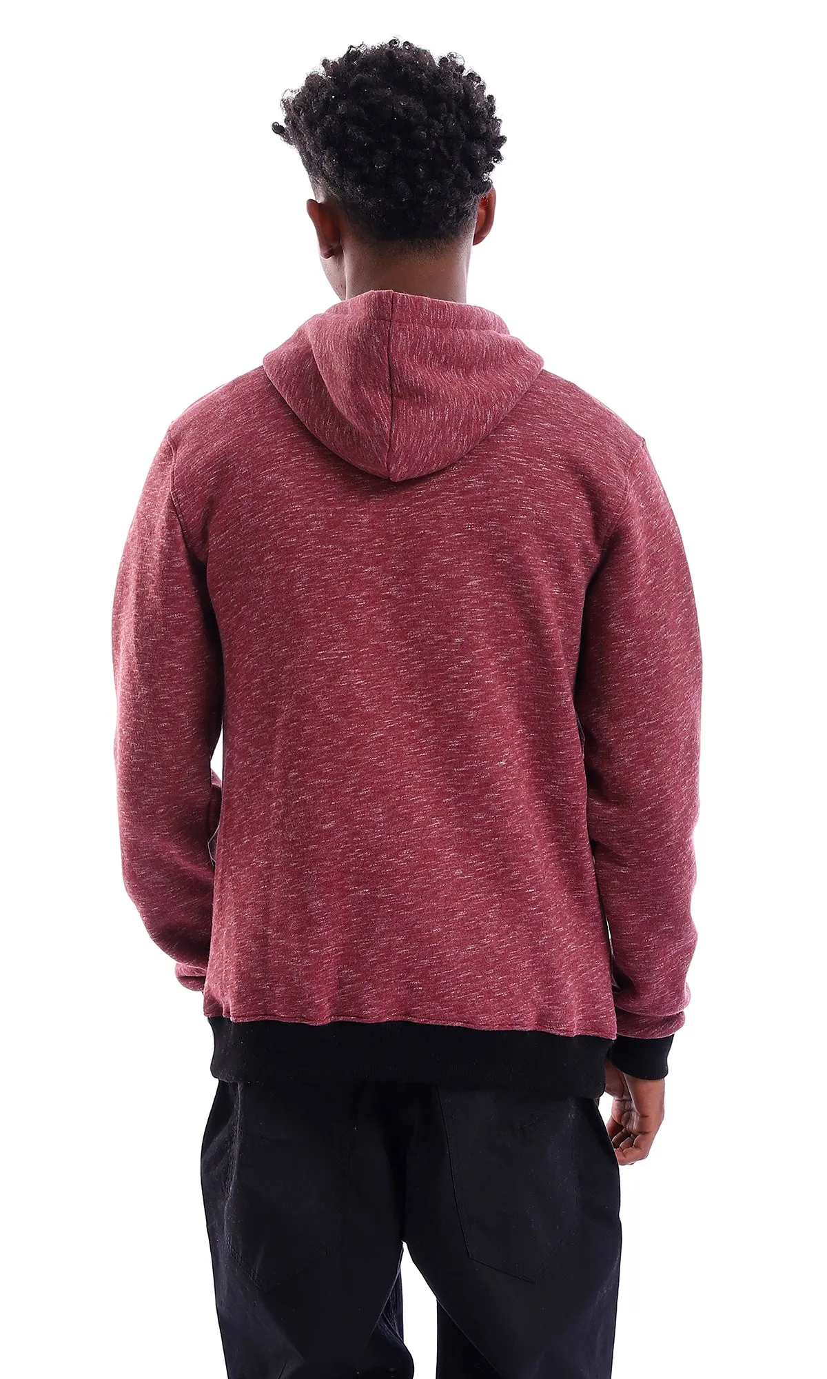 96047 Slip On Heather Burgundy Hooded Neck Hoodie