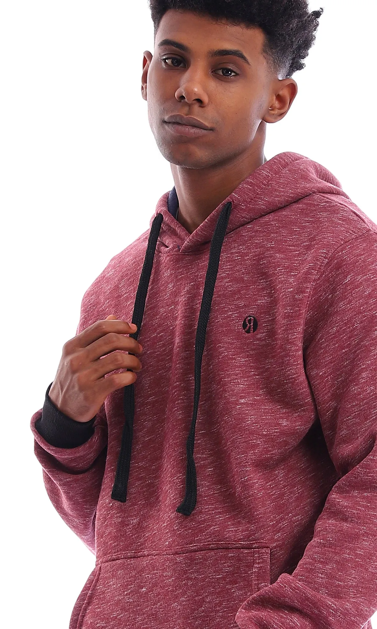 96047 Slip On Heather Burgundy Hooded Neck Hoodie