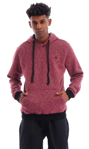 96047 Slip On Heather Burgundy Hooded Neck Hoodie