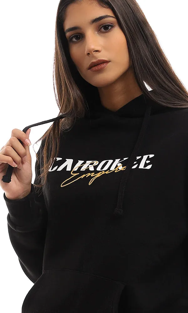 96175 Printed "Cairokee Empire" Standard Fit Hoodie - Black