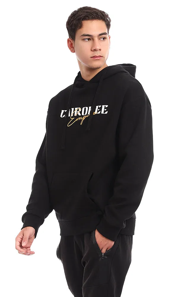 96175 Printed "Cairokee Empire" Standard Fit Hoodie - Black