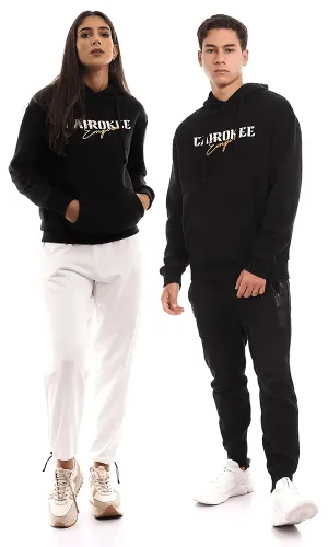 96175 Printed "Cairokee Empire" Standard Fit Hoodie - Black