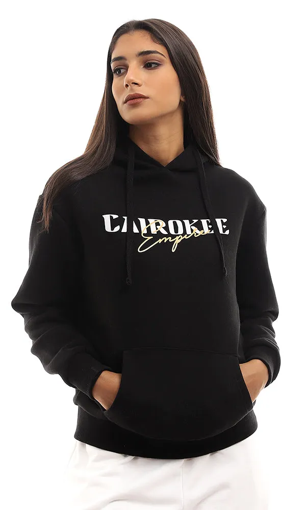96175 Printed "Cairokee Empire" Standard Fit Hoodie - Black