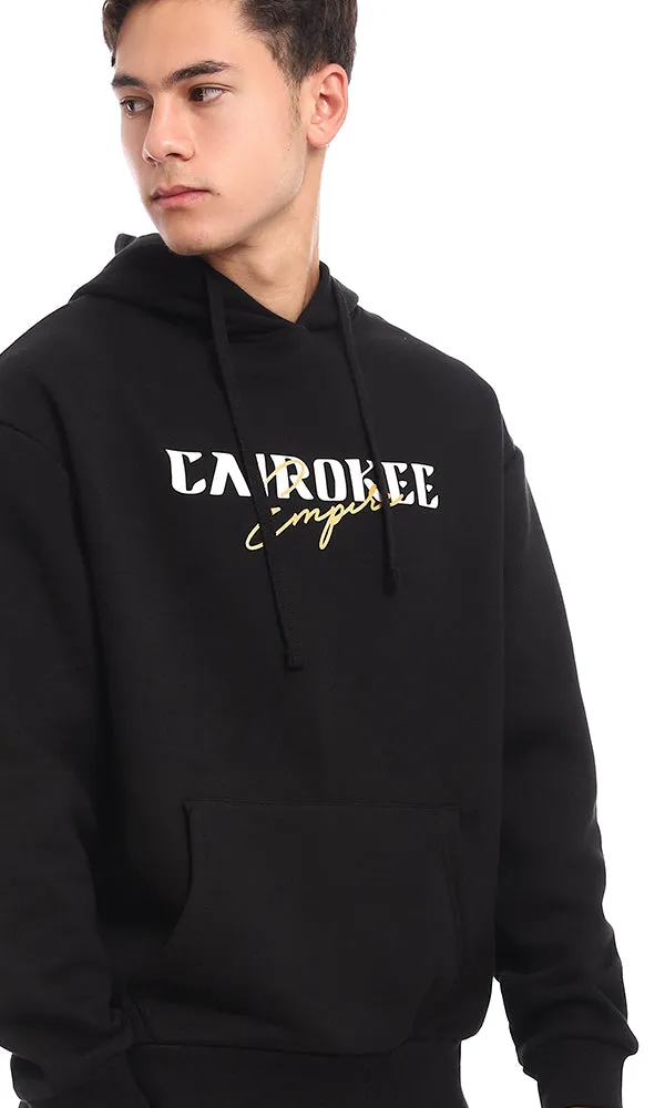 96175 Printed "Cairokee Empire" Standard Fit Hoodie - Black
