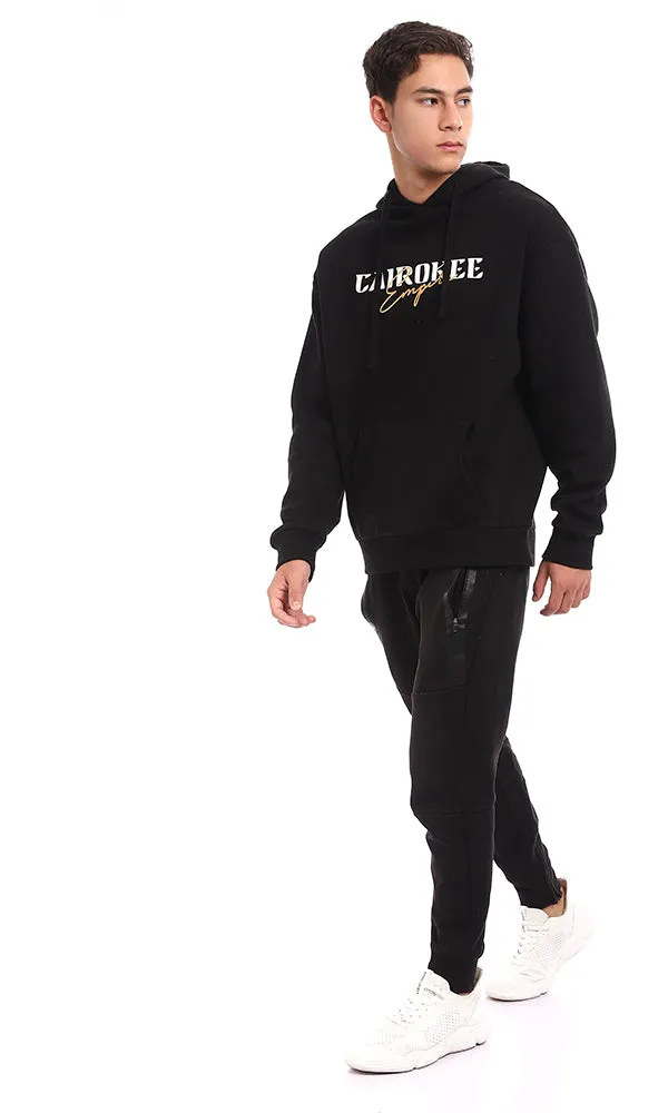 96175 Printed "Cairokee Empire" Standard Fit Hoodie - Black