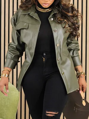 Beautiedoll Faux Leather Shirt Jacket