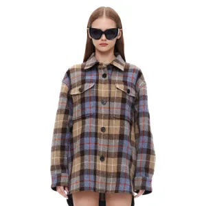 Blue and Brown Autumn Winter Plaid Jacket