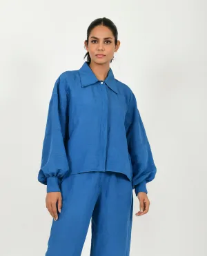 Blue Linen Bell Shirt