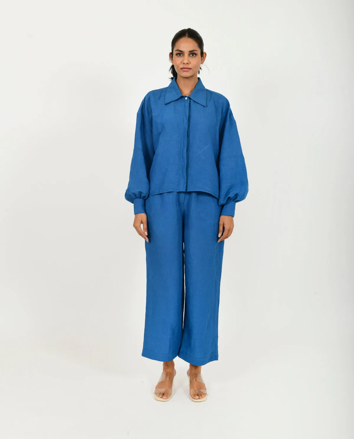 Blue Linen Bell Shirt