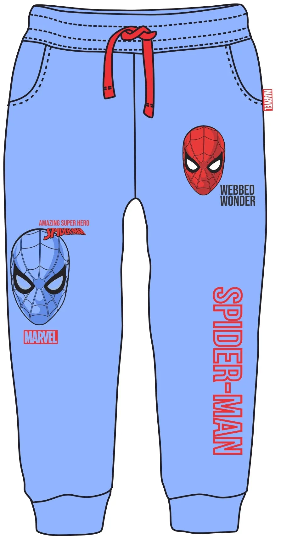 Boys Spider Man Face Printed Loop Knitted Blue Color Track Pant
