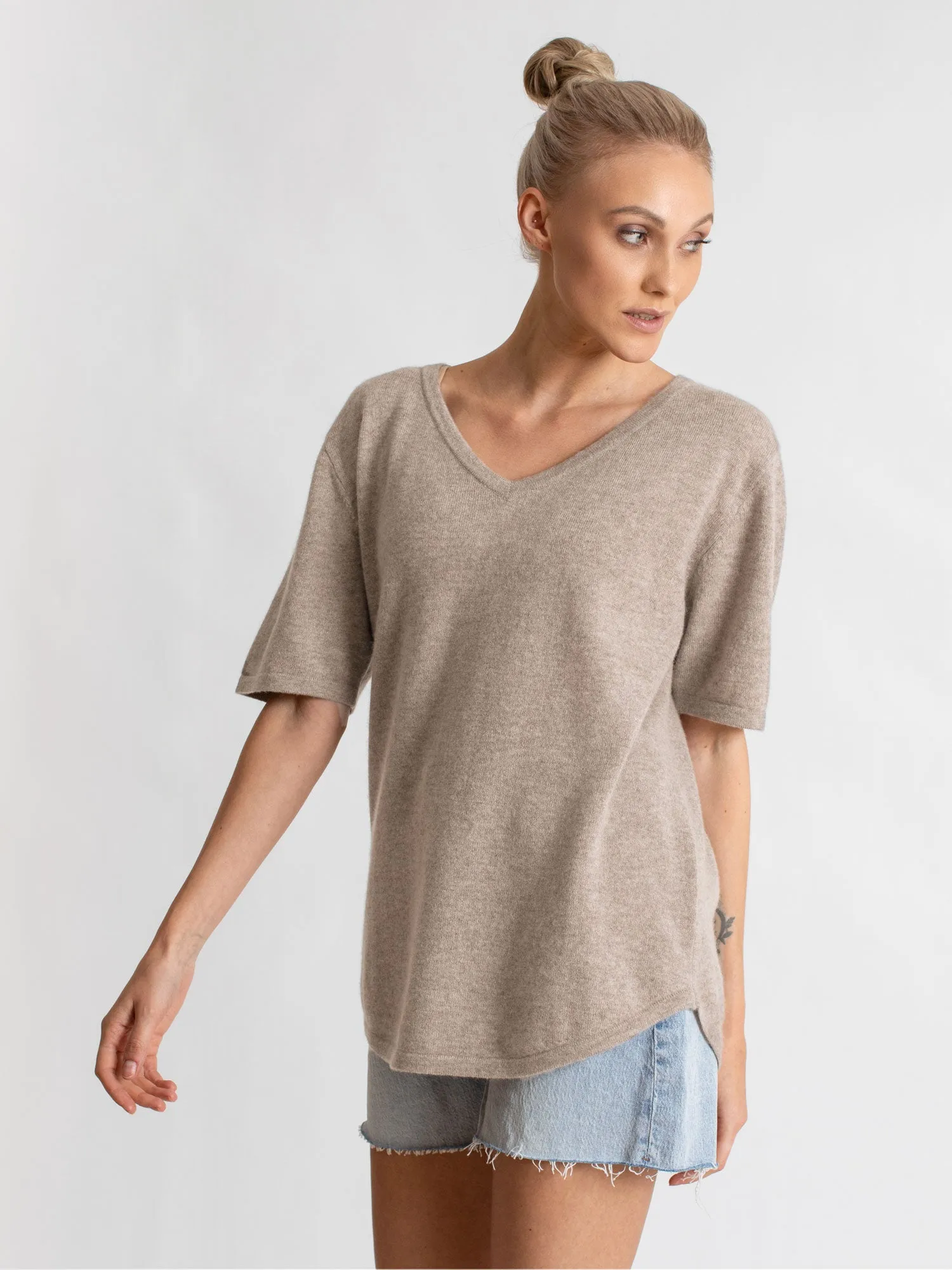 Cashmere T-shirt "Iben" - toast