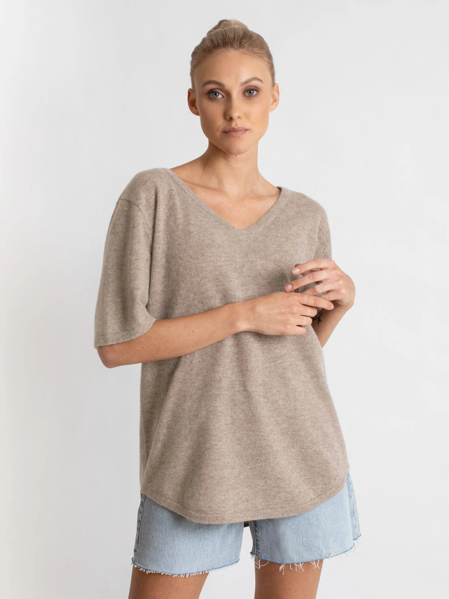 Cashmere T-shirt "Iben" - toast