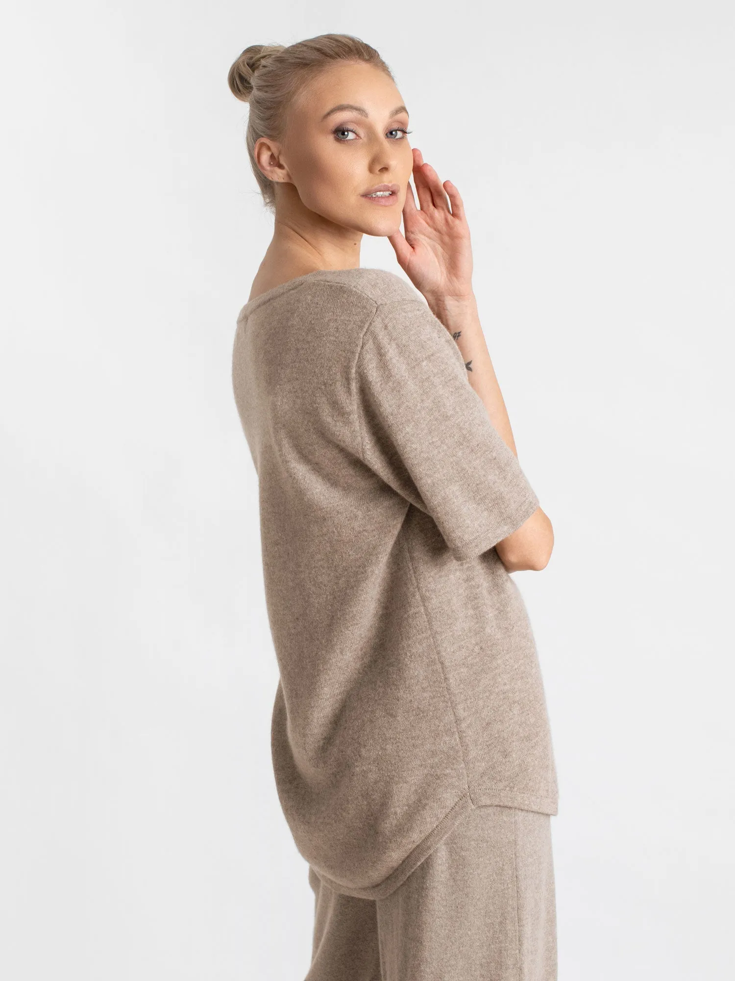 Cashmere T-shirt "Iben" - toast