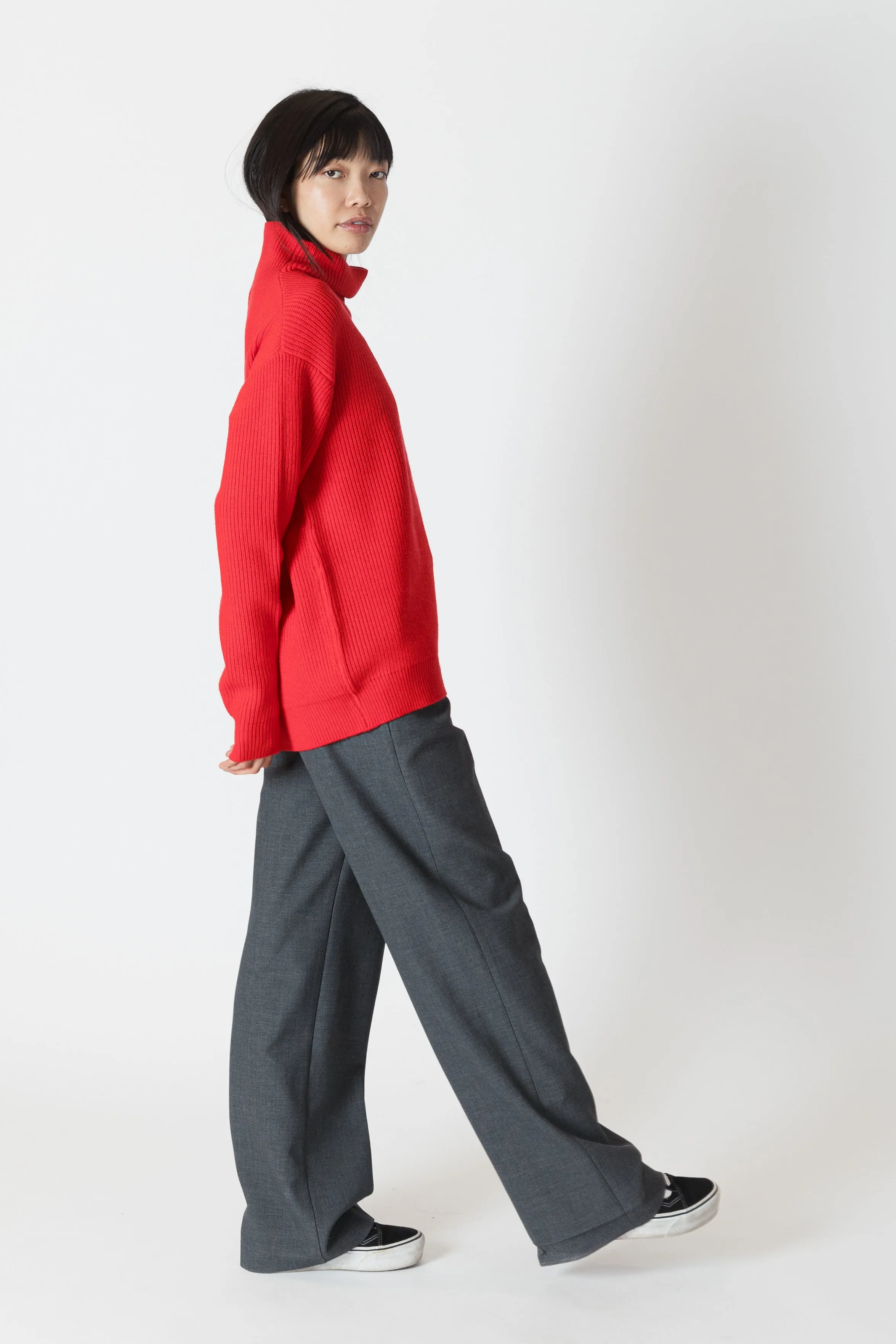 CHADWICK RIBBED MOCKNECK SWEATER - RED
