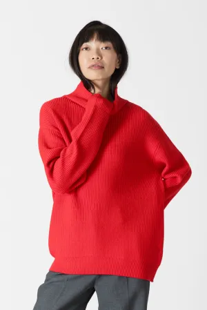 CHADWICK RIBBED MOCKNECK SWEATER - RED