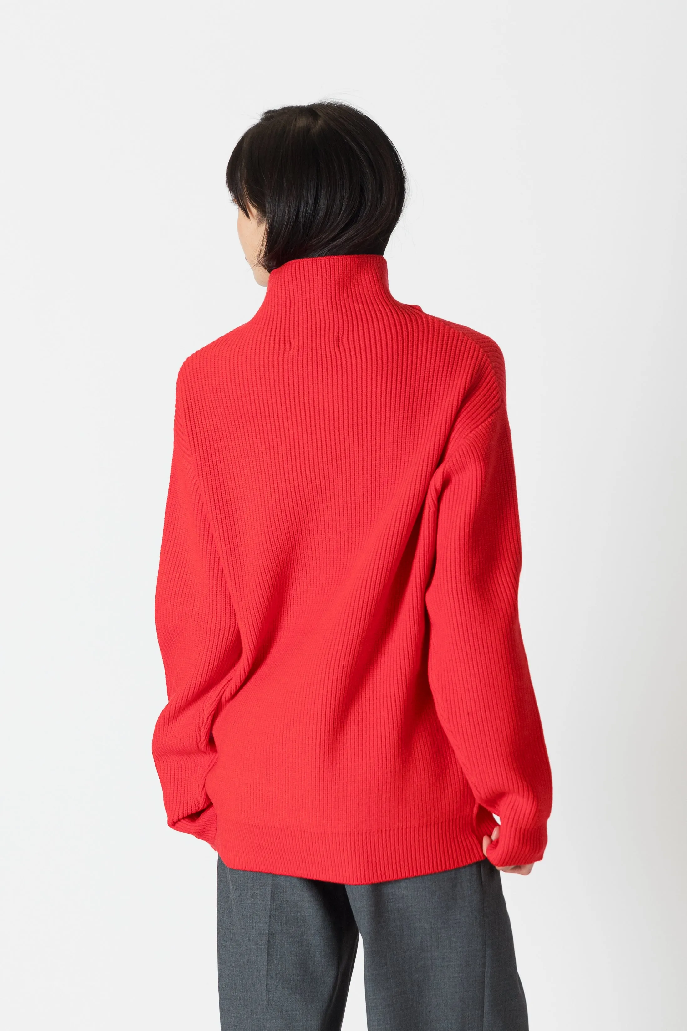 CHADWICK RIBBED MOCKNECK SWEATER - RED