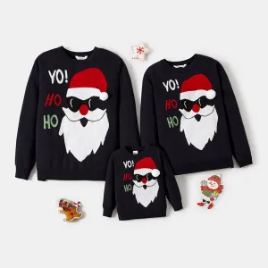 Christmas Family Matching Santa Print Crewneck Long-sleeve Sweatshirts