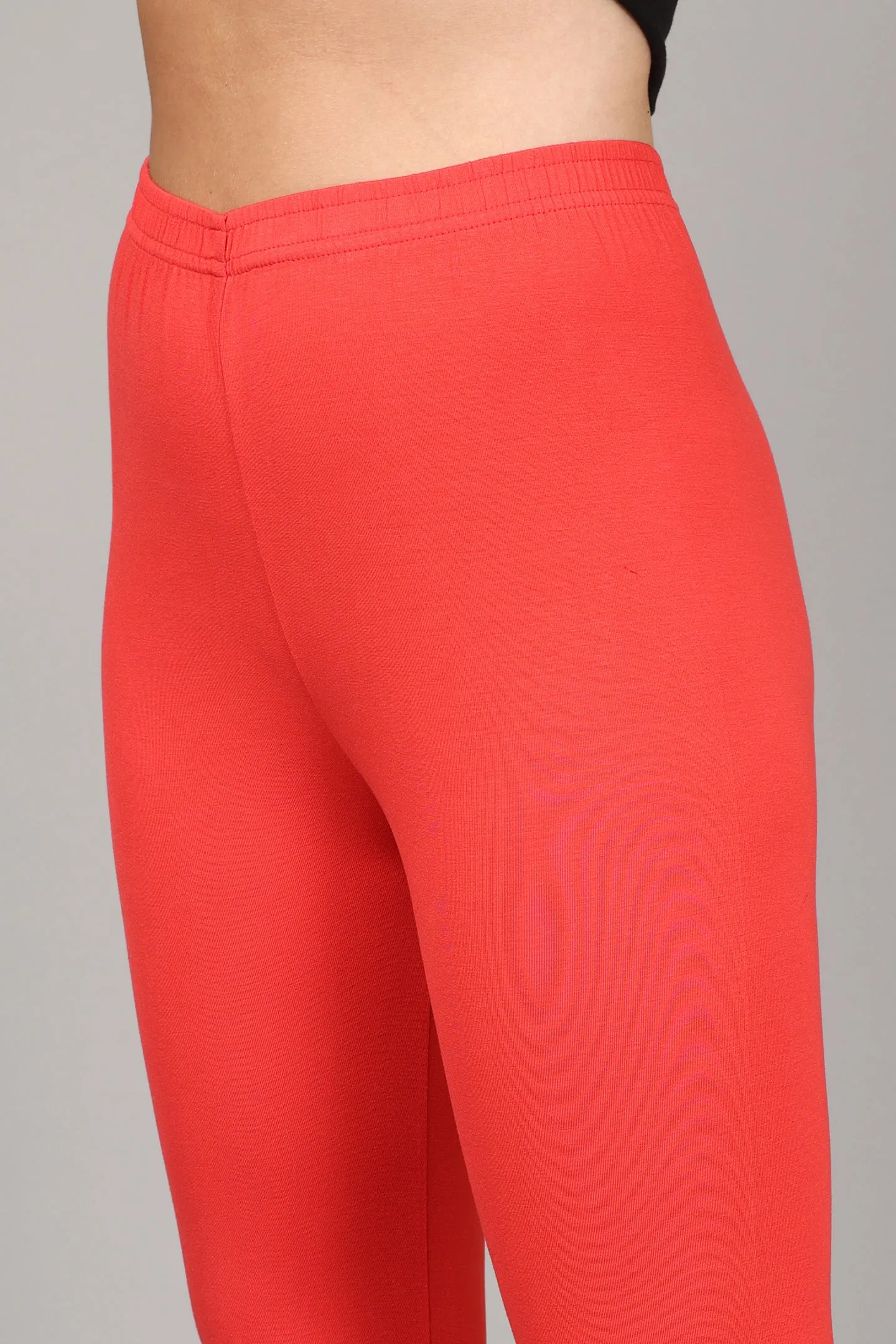 COTTON CHURIDAR LEGGINGS - CORAL