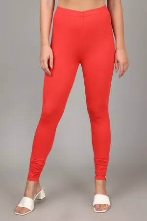 COTTON CHURIDAR LEGGINGS - CORAL