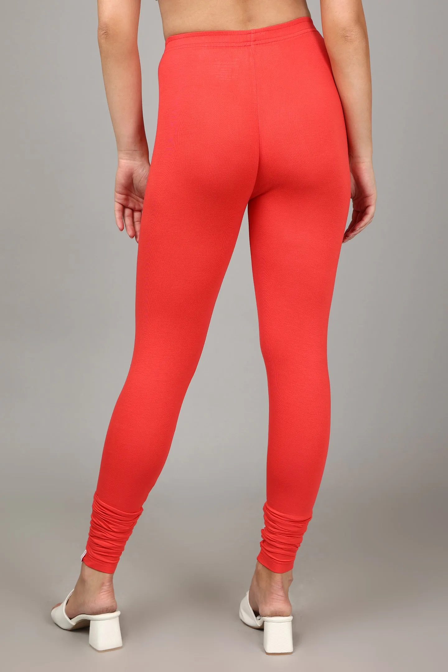 COTTON CHURIDAR LEGGINGS - CORAL