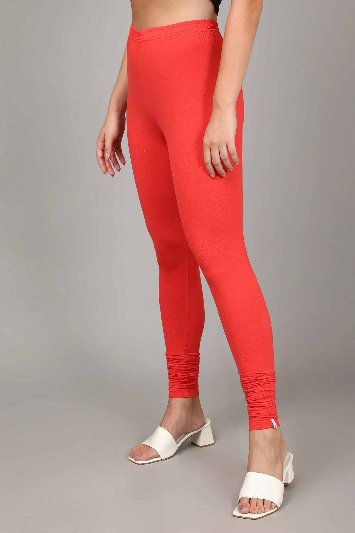 COTTON CHURIDAR LEGGINGS - CORAL