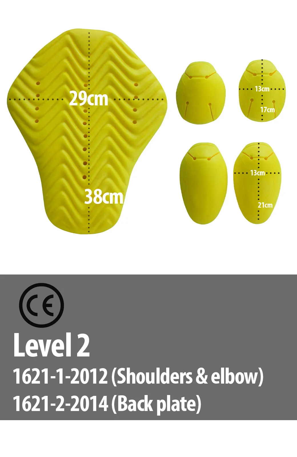 Elbow, Shoulder & Back Armour Protection For Motorcycle Jackets Or Shirts (Level 2)