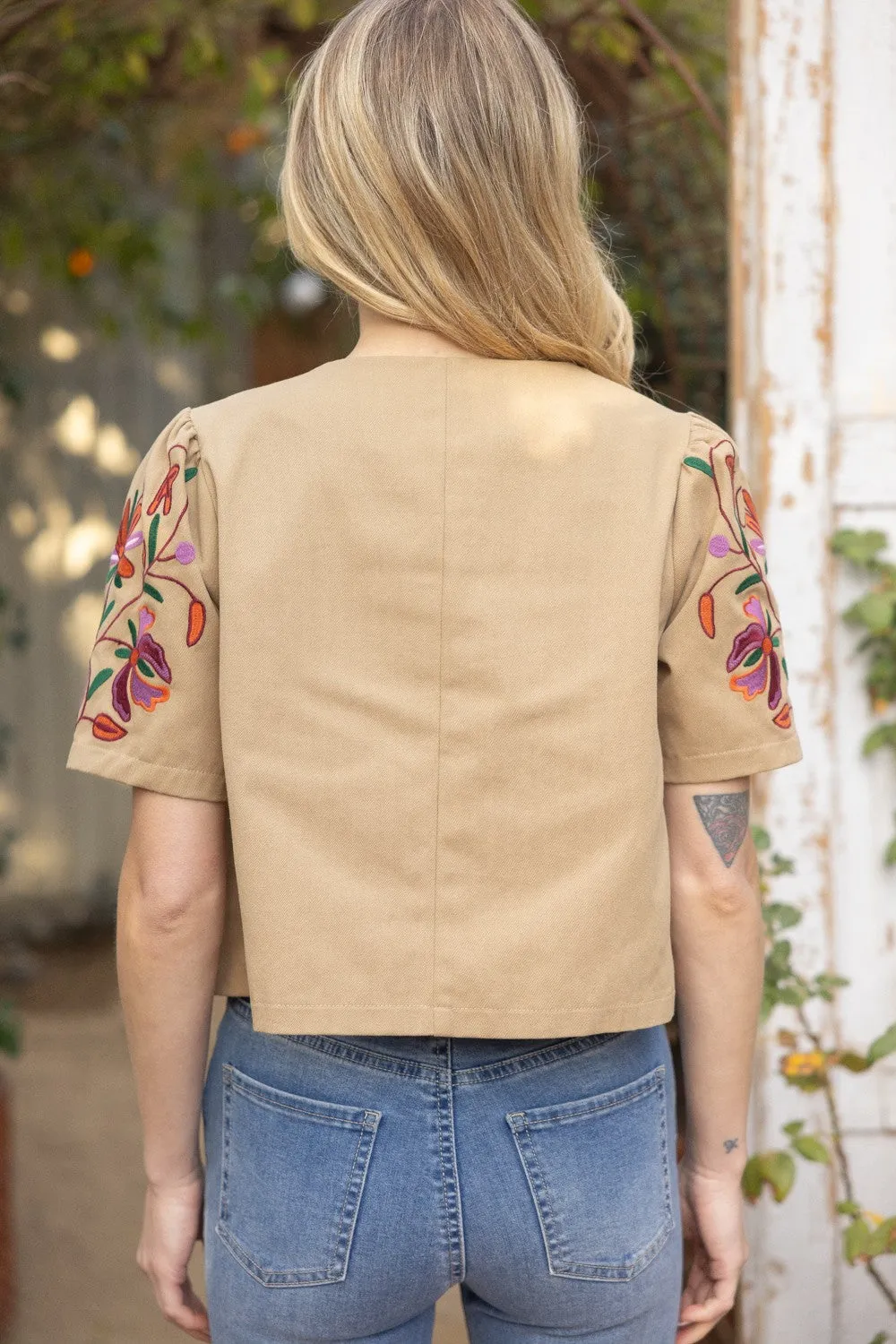 Embroidered Boho Short Sleeve Jacket