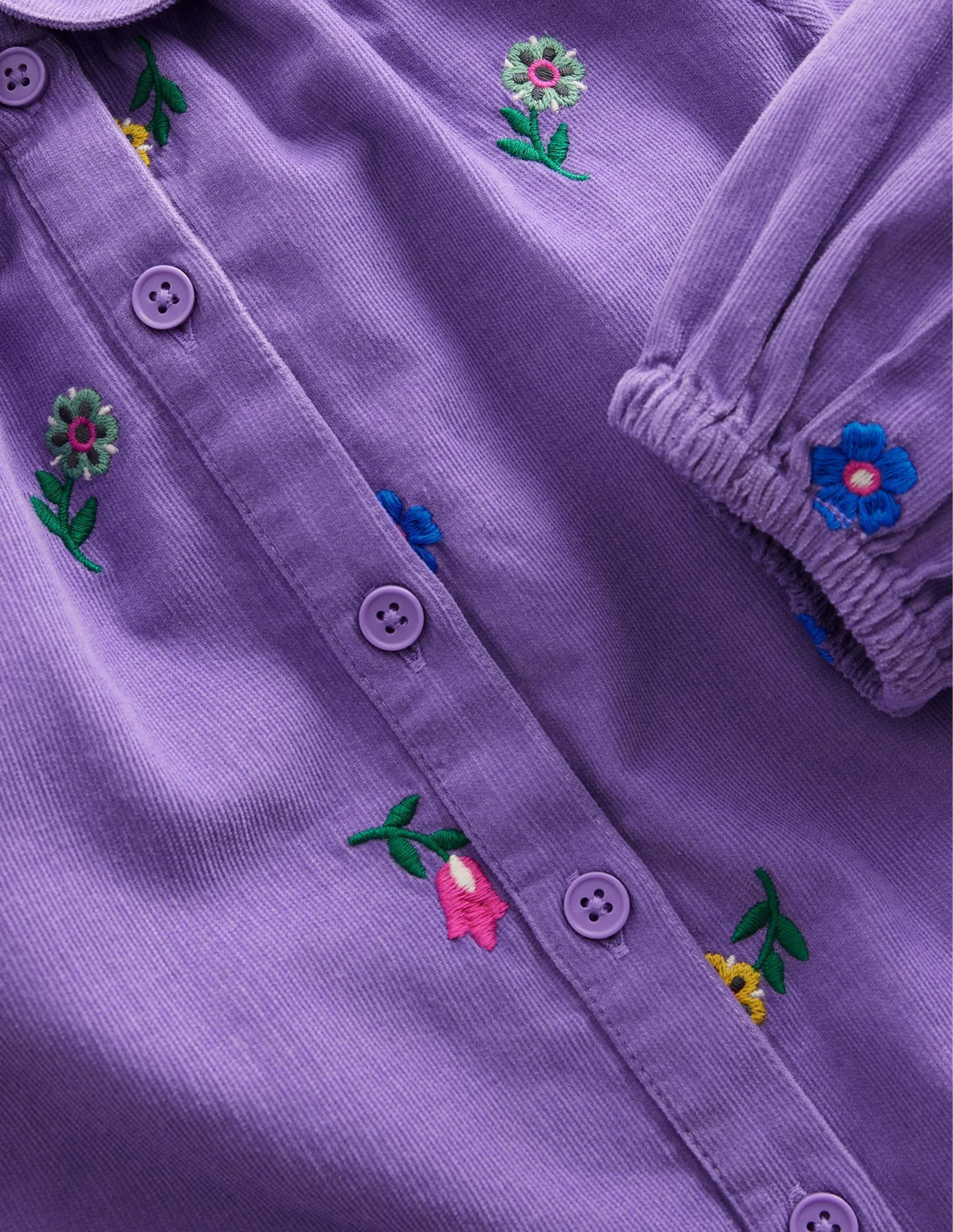 Embroidered Cord Shirt-Aster Purple Floral