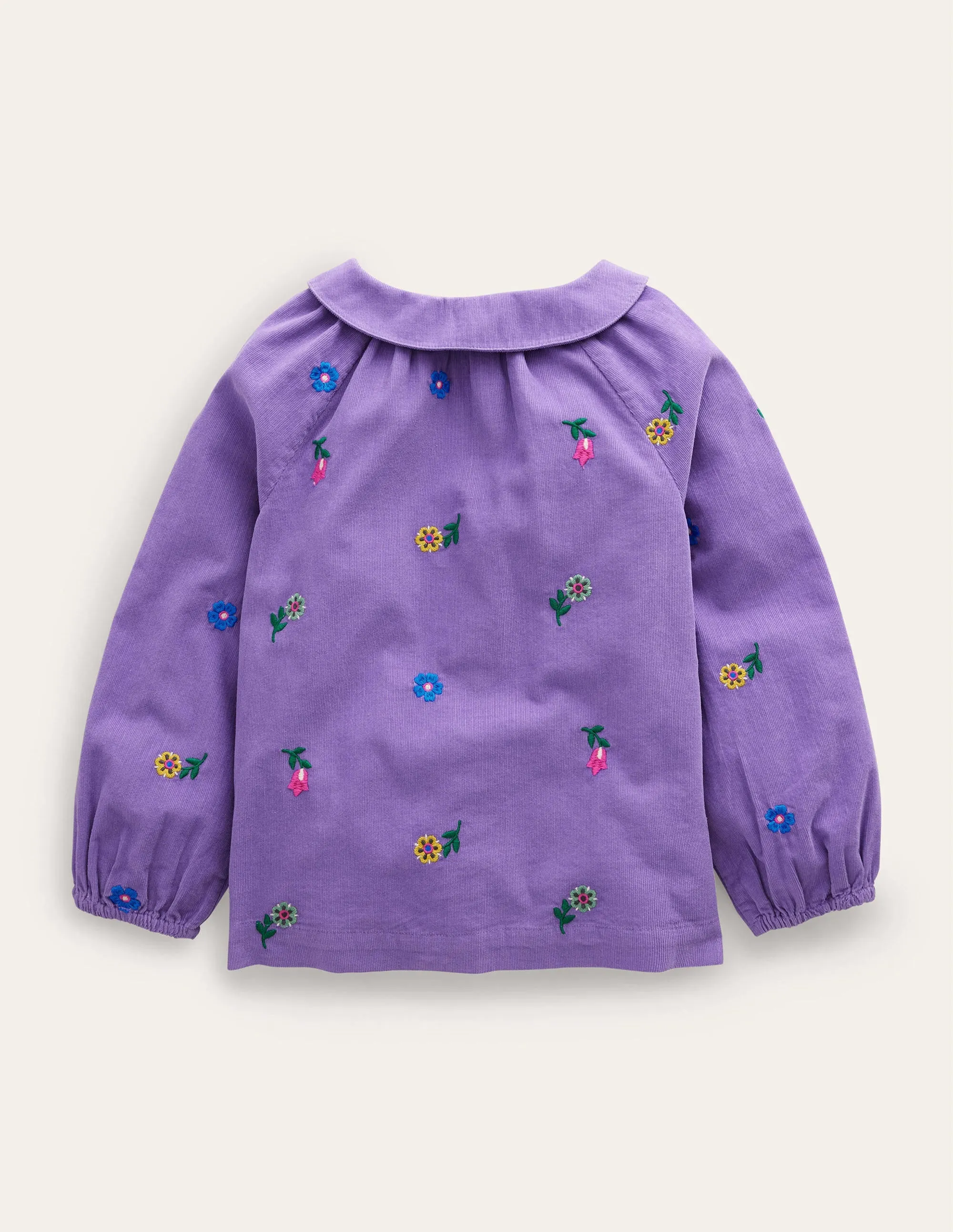 Embroidered Cord Shirt-Aster Purple Floral
