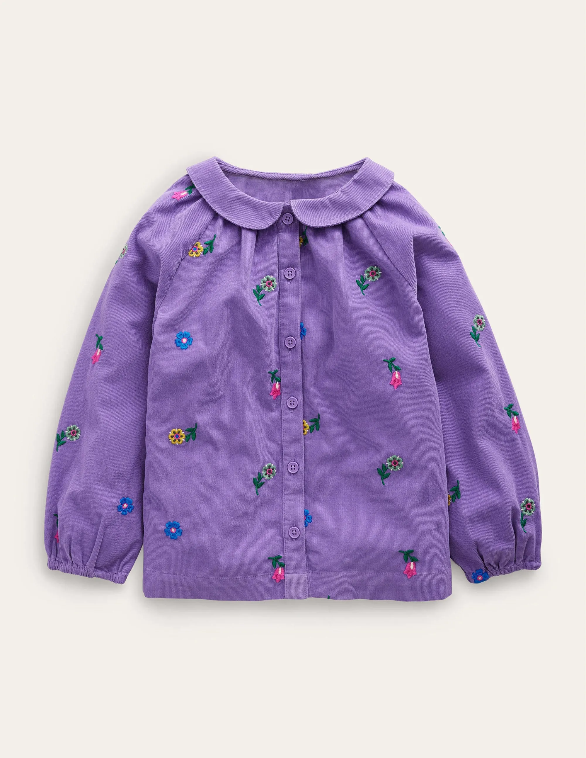 Embroidered Cord Shirt-Aster Purple Floral