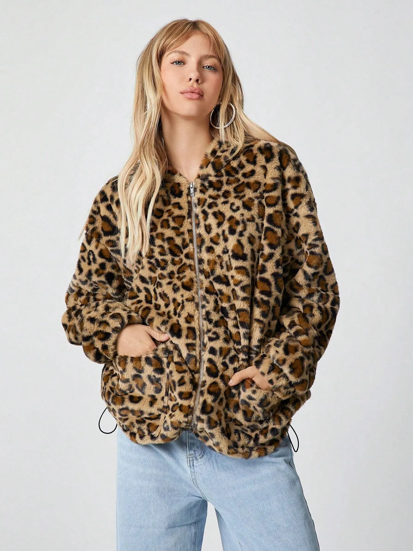 EZwear Color Block Plaid Fleece Lined Hooded Jacket For Autumn & Winter, Casual