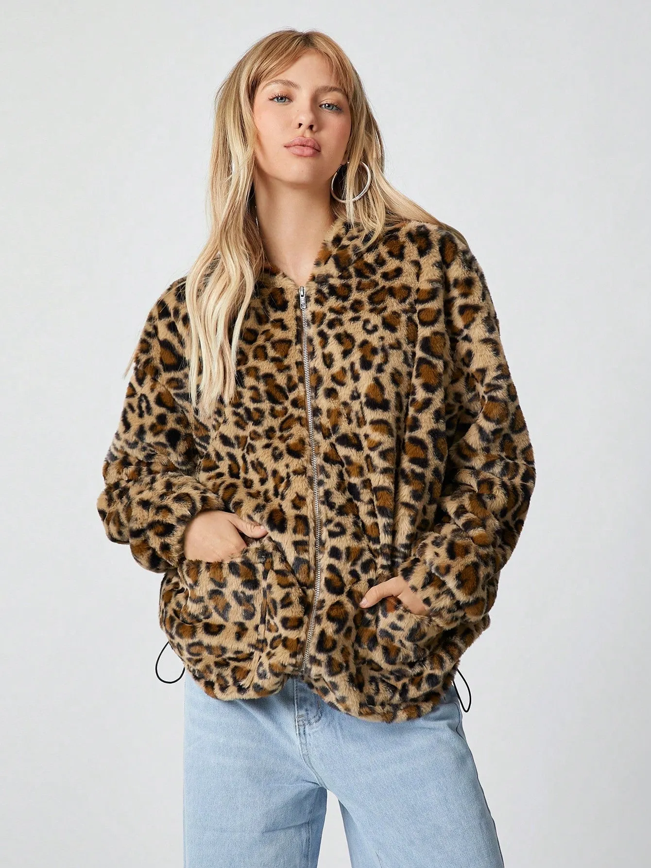 EZwear Color Block Plaid Fleece Lined Hooded Jacket For Autumn & Winter, Casual