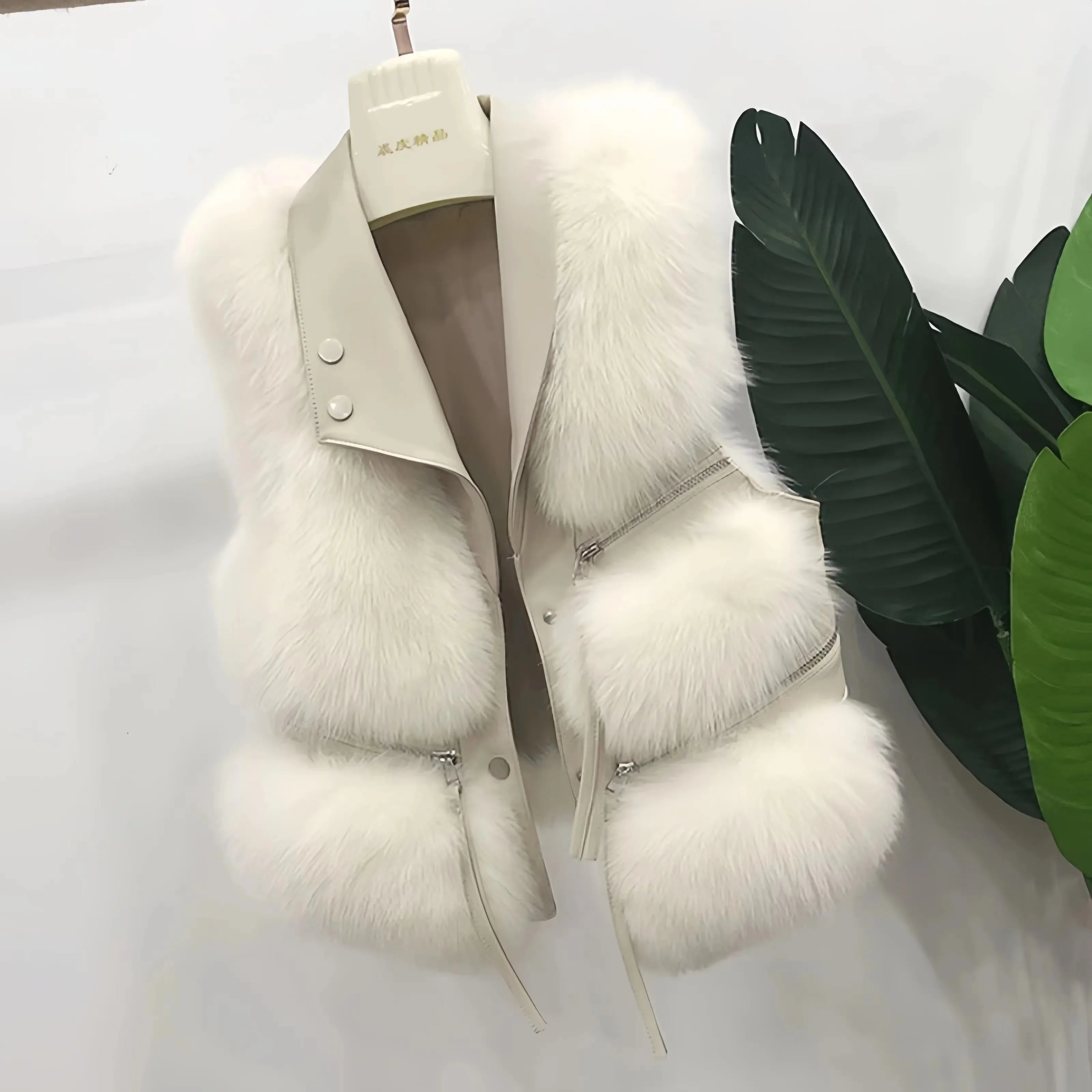 Faux Fur Waistcoat for Womens, Chic Splice Fox Coat Ladies Sleeveless Fur Vest Jacket