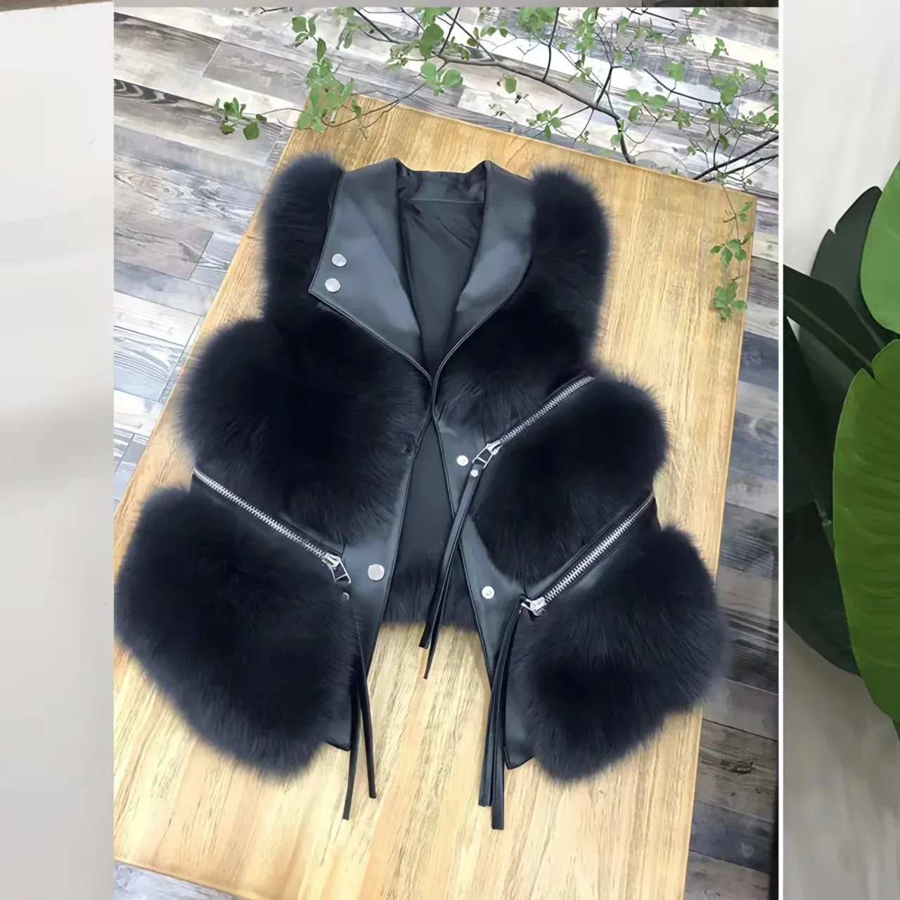 Faux Fur Waistcoat for Womens, Chic Splice Fox Coat Ladies Sleeveless Fur Vest Jacket