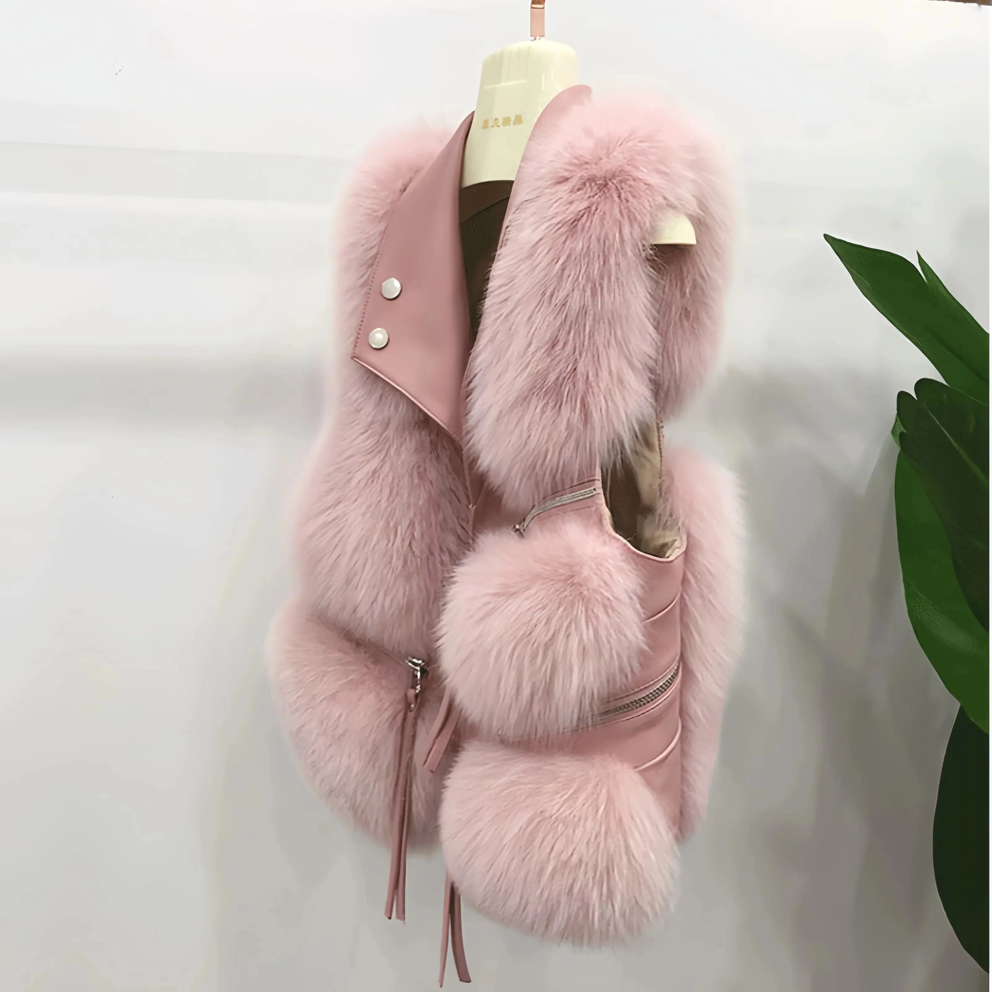 Faux Fur Waistcoat for Womens, Chic Splice Fox Coat Ladies Sleeveless Fur Vest Jacket