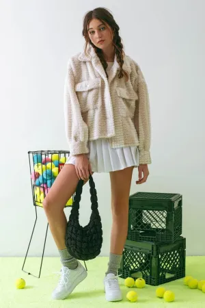 Faux Striped Plush Jacket