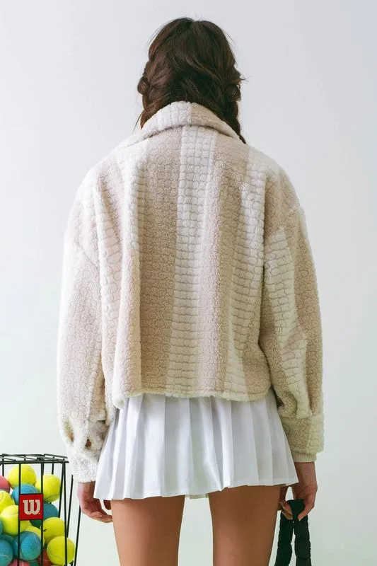 Faux Striped Plush Jacket