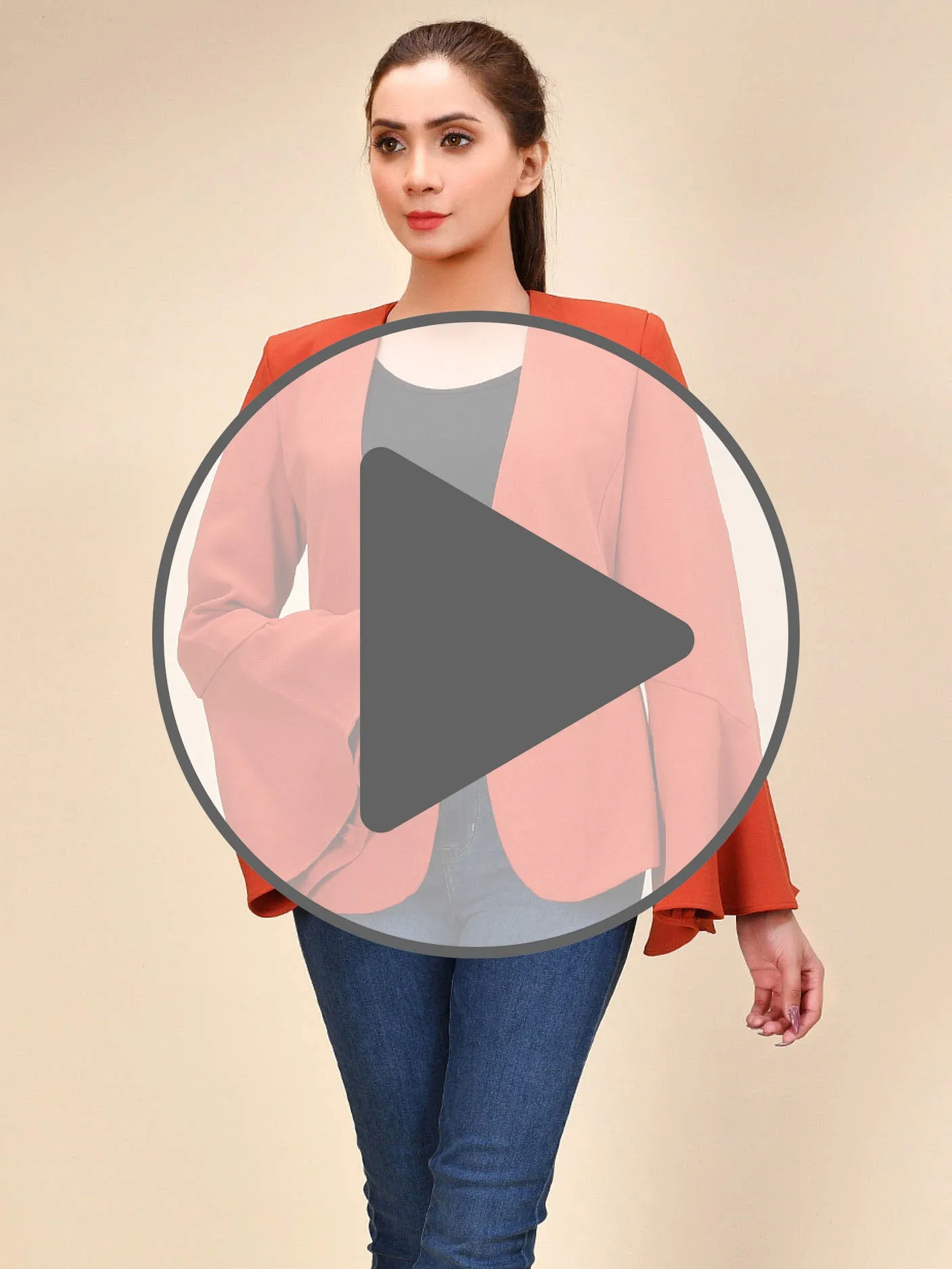 Flared Sleeved Coat - Orange