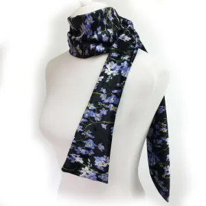 Forget-Me-Not Watercolor Scarf on Black - All season velour