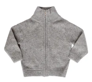 Grey Cashmere Full Zip Sweater