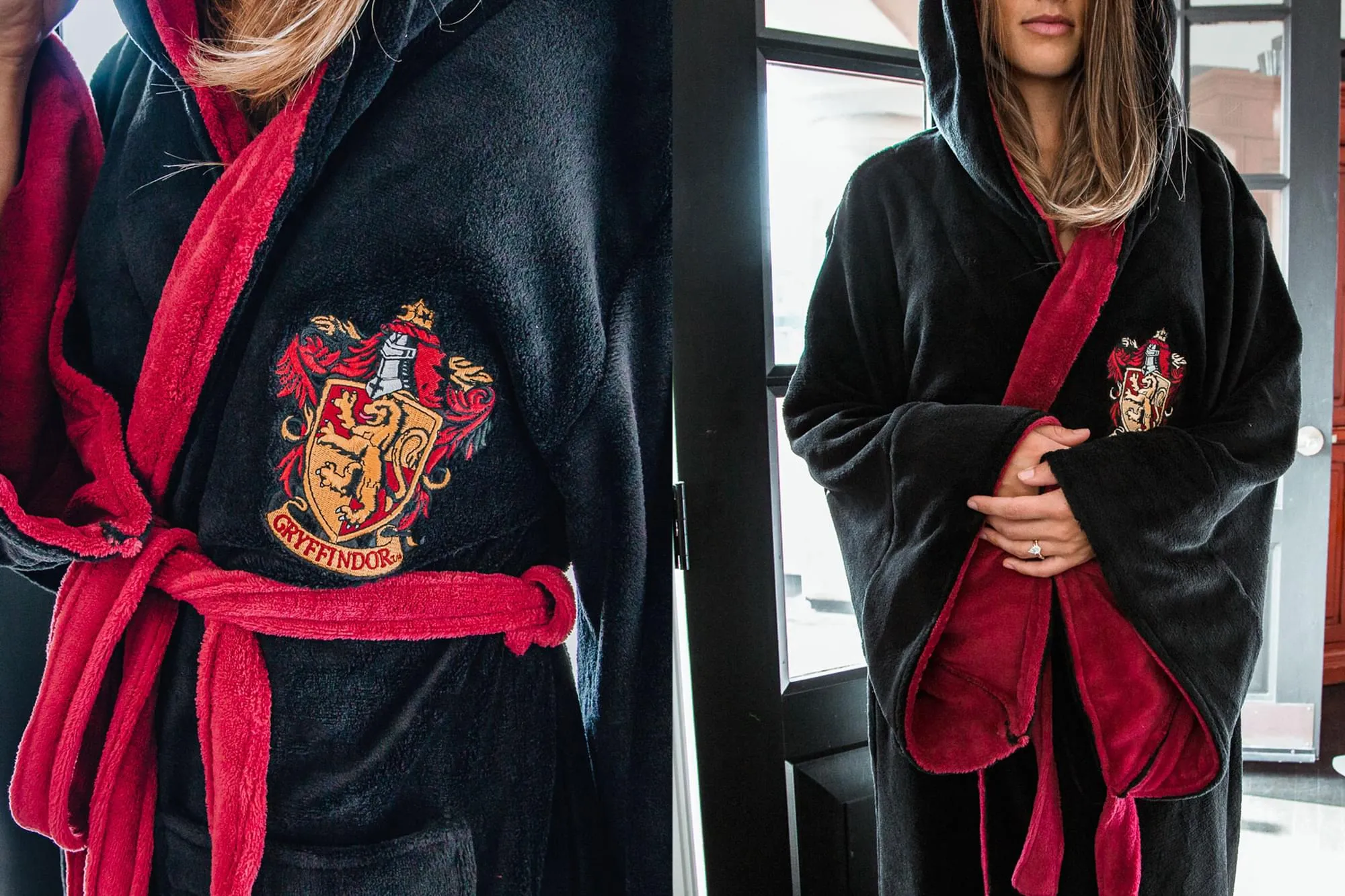 Harry Potter Gryffindor Hooded Bathrobe for Adults | One Size Fits Most