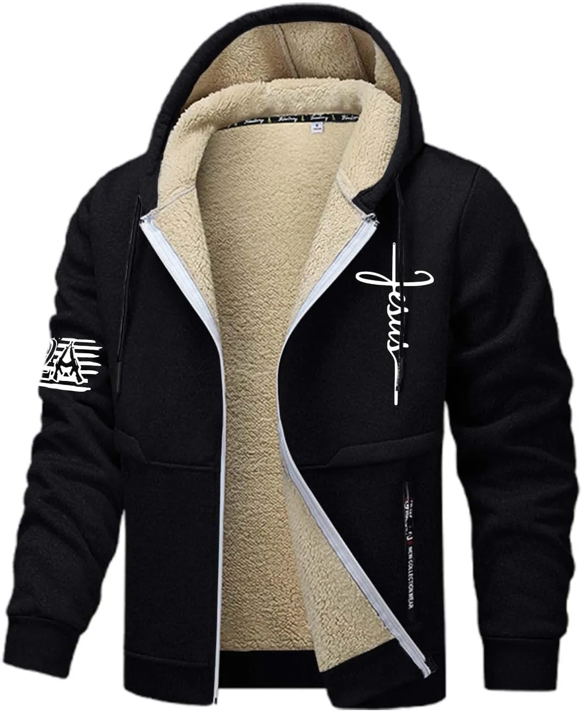 Hoodies for Men Heavyweight Fleece Lined Hoodie Thick Winter Pullover Warm Hooded Sweatshirt Thermal Windproof Jacket