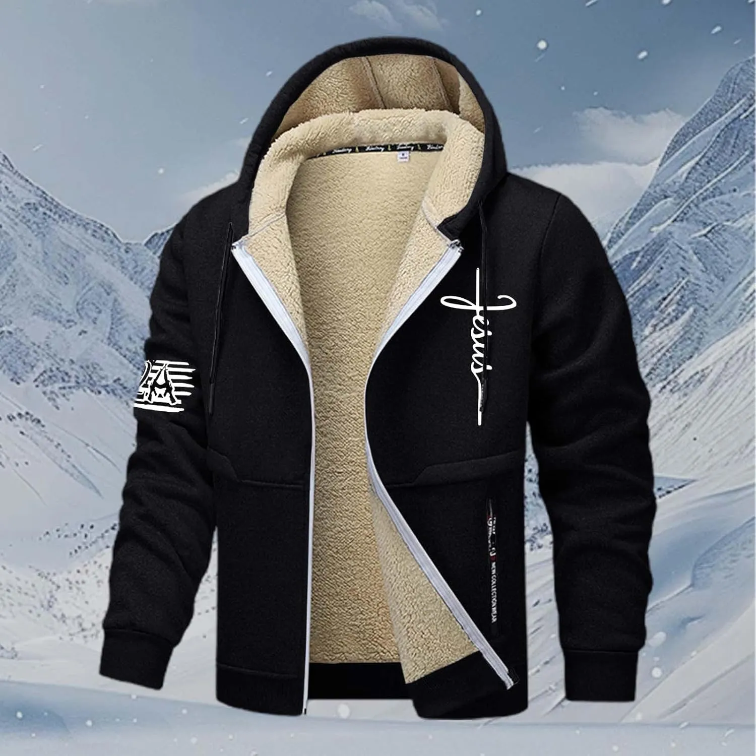 Hoodies for Men Heavyweight Fleece Lined Hoodie Thick Winter Pullover Warm Hooded Sweatshirt Thermal Windproof Jacket