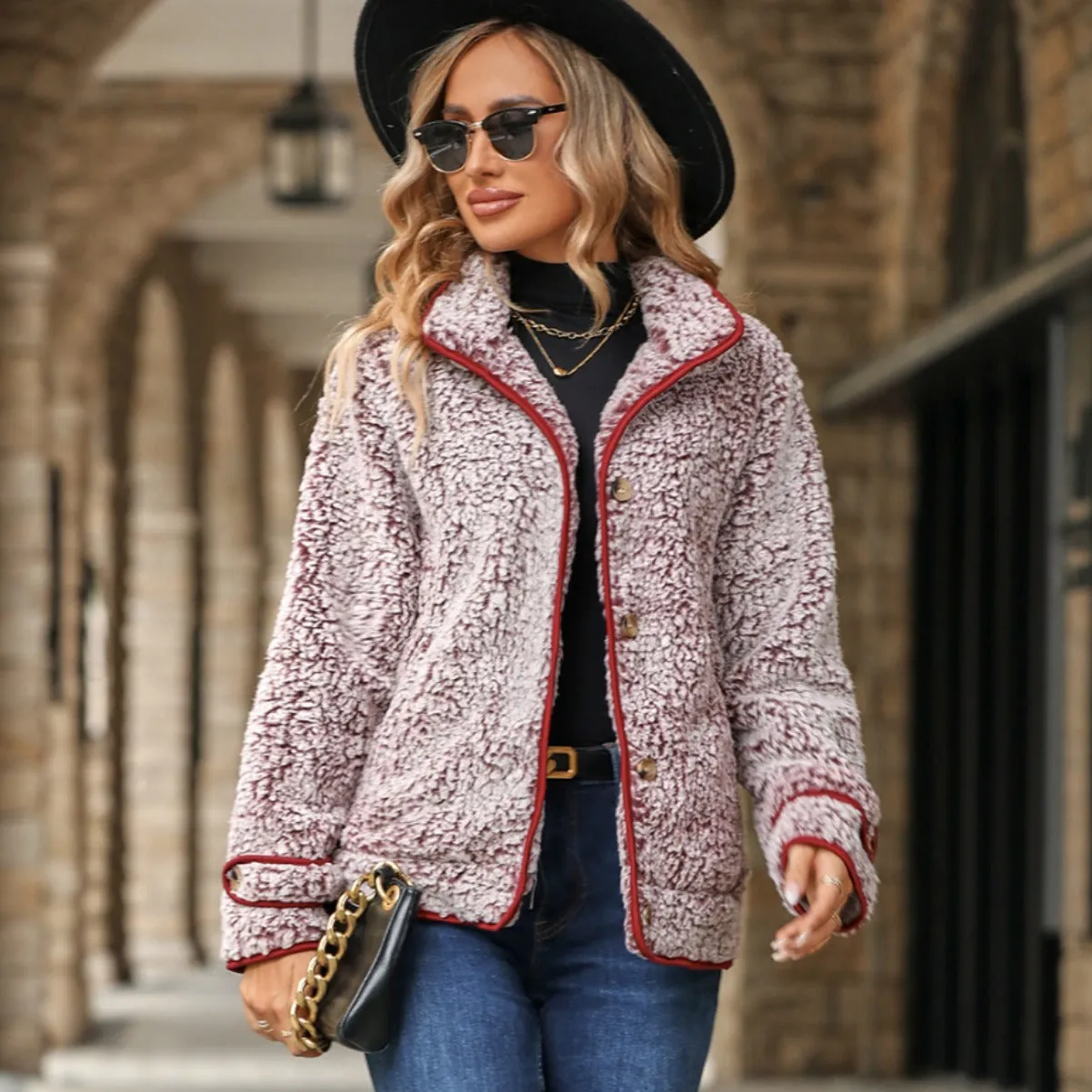 Long Sleeve Single Breasted Lapel Plush Jacket Wholesale Womens Clothing N3823111600044